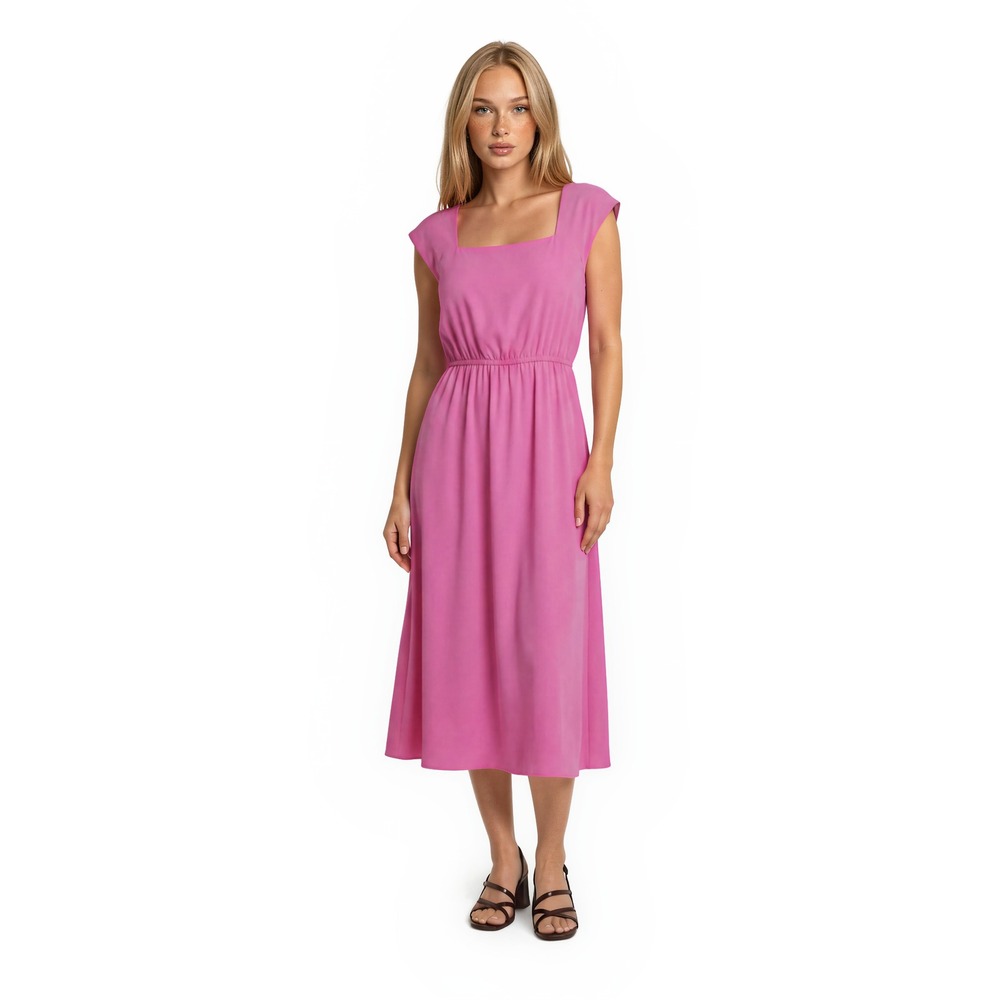 Amanda Uprichard Pink Midi Dress‎ Women's Size XS Boat Neck Sleeveless Slit